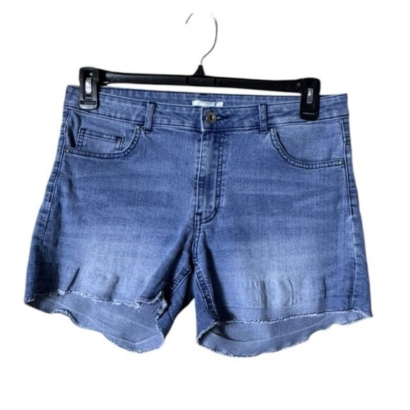 H & M Womens Cut Off Blue Jean Shorts Size 10 Y2K Mid Rise Festival - Picture 1 of 8